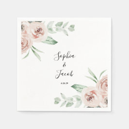 Dusty Pink Blush Floral Eucalyptus Wedding Servet