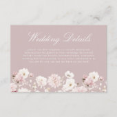 Dusty Pink & Blush Garden Bloemen Trouwdetails Informatiekaartje (Voorkant)