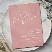 Dusty Pink Blush | Modern Elegant verjaardagsdiner Kaart