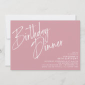 Dusty Pink Blush | Modern Girly Verjaardagsdiner Kaart (Voorkant)