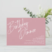 Dusty Pink Blush | Modern Girly Verjaardagsdiner Kaart (Staand voorkant)