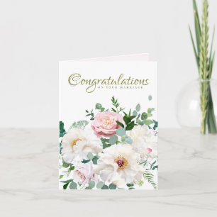 Dusty Pink Blush Roos White Creamy Peony Wedding Notitiekaartje