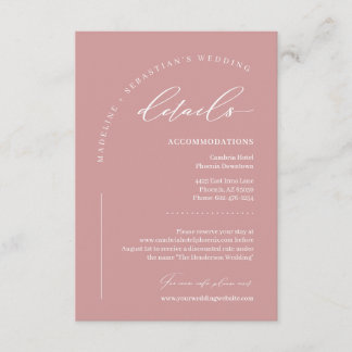 Dusty Pink Blush Rose Wedding Details Informatiekaartje