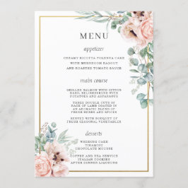 Dusty Pink Blush Rozen Poppy Floral Bar Drink Menu