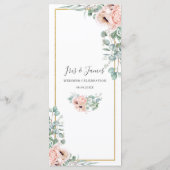 Dusty Pink Blush Rozen Poppy Floral Wedding Menu (Achterkant)