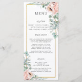 Dusty Pink Blush Rozen Poppy Floral Wedding Menu (Voorkant)