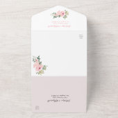 Dusty Pink Blush Waterverf Rozen Weddenschap All In One Uitnodiging (Buitenkant)