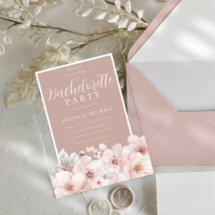 Dusty Pink & Blush Waterverf vrijgezellenfeest Acryl Uitnodigingen