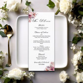 Dusty Pink Boho Floral 4x9'' Huwelijksmenu Menu