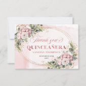 Dusty Pink Boho Floral Eucalyptus Quince Party  Bedankkaart (Voorkant)