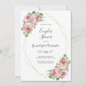 Dusty Pink Boho Floral Geometric Couples Shower Kaart (Voorkant)