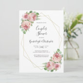 Dusty Pink Boho Floral Geometric Couples Shower Kaart (Staand voorkant)