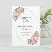 Dusty Pink Boho Floral Geometric Engagement Party Kaart (Staand voorkant)