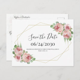 Dusty Pink Boho Floral Geometric Save the Date Briefkaart