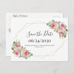 Dusty Pink Boho Floral Geometric Save the Date Briefkaart