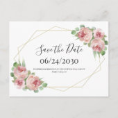 Dusty Pink Boho Floral Geometric Save the Date Briefkaart (Voorkant)