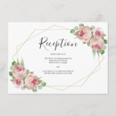 Dusty Pink Boho Floral Geometric Wedding Reception Informatiekaartje (Voorkant)