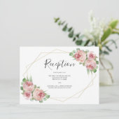 Dusty Pink Boho Floral Geometric Wedding Reception Informatiekaartje (Staand voorkant)