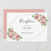 Dusty Pink Boho Floral Geometric Wedding Reception Informatiekaartje (Voorkant / Achterkant)