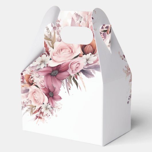 Dusty Pink Boho Floral Modern Script Wedding Bedankdoosjes (Achterkant)