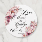 Dusty Pink Boho Floral Modern Script Wedding Bedankjes Labels (Voorkant)