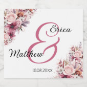 Dusty Pink Boho Floral Modern Script Wedding Bier Etiket (Enkel label)