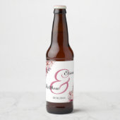 Dusty Pink Boho Floral Modern Script Wedding Bier Etiket (Voorkant)