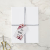 Dusty Pink Boho Floral Modern Script Wedding Cadeaulabel (Met Touw)