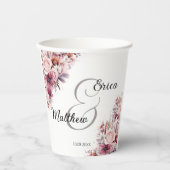 Dusty Pink Boho Floral Modern Script Wedding Papieren Bekers (Voorkant)