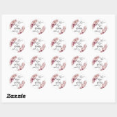 Dusty Pink Boho Floral Modern Script Wedding Ronde Sticker (Vel)