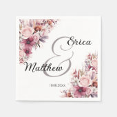 Dusty Pink Boho Floral Modern Script Wedding Servet (Voorkant)