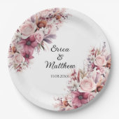Dusty Pink Boho Floral Wedding Papieren Bordje (Voorkant)