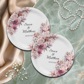 Dusty Pink Boho Floral Wedding Papieren Bordje