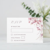 Dusty Pink Boho Floral Wedding RSVP Kaartje (Staand voorkant)