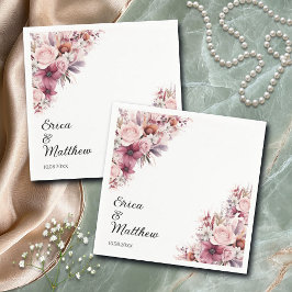 Dusty Pink Boho Floral Wedding Servet