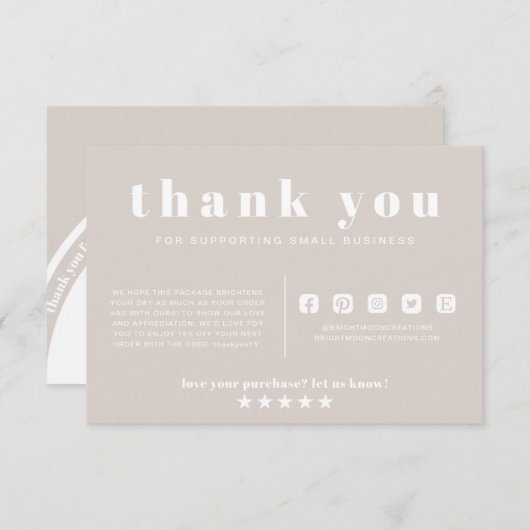 Dusty Pink Boho Hartelijk dank voor uw bestelling  Informatiekaartje (Voorkant / Achterkant)