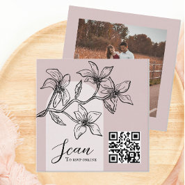 Dusty Pink Boho Online RSVP QR Code Informatiekaartje