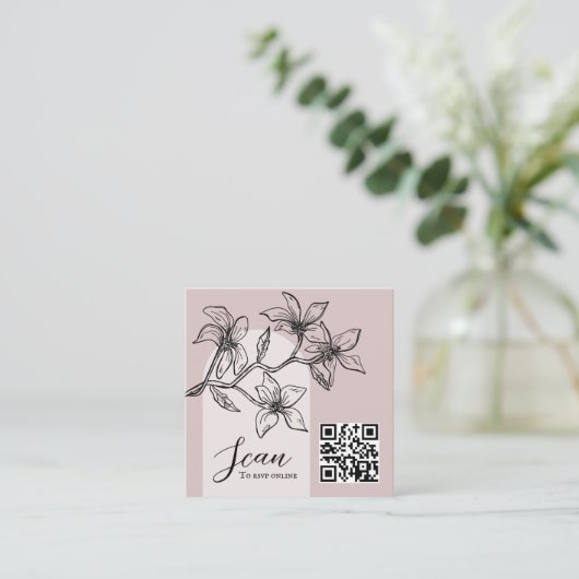 Dusty Pink Boho Online RSVP QR Code Informatiekaartje (Staand voorkant)