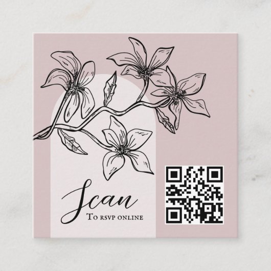 Dusty Pink Boho Online RSVP QR Code Informatiekaartje (Voorkant)