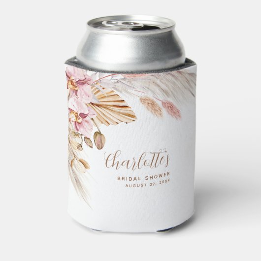 Dusty Pink Boho Pampas Grass | VRIJGEZELLENFEEST Blikjeskoeler (Blikje Achterkant)