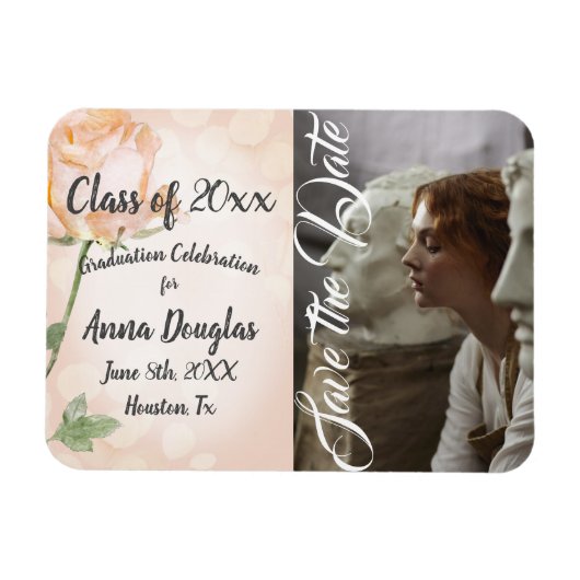 Dusty Pink Boho Roos Aankondiging Magneet (Horizontaal)