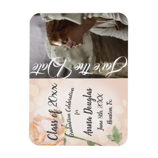 Dusty Pink  Boho Roos Aankondiging Magneet (Verticaal)