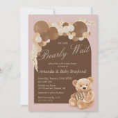 Dusty Pink Boho Teddy Bear Baby shower Kaart (Voorkant)