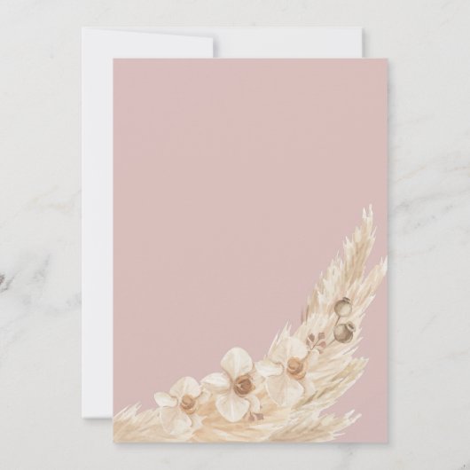 Dusty Pink Boho Teddy Bear Baby shower Kaart (Achterkant)