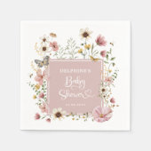 Dusty Pink Boho Wildflower Baby Girl Shower Servet (Voorkant)