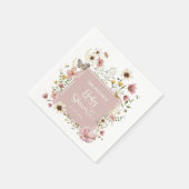 Dusty Pink Boho Wildflower Baby Girl Shower Servet (Hoek)