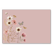 Dusty Pink Boho Wildflower Butterfly Tafelnummer (Achterkant)