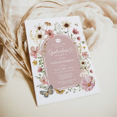 Dusty Pink Boho Wildflower Graduation Party Kaart