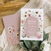 Dusty Pink Boho Wildflower Meadow Vrijgezellenfees Kaart
