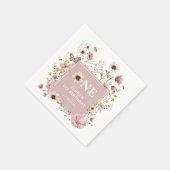 Dusty Pink Boho Wildflower Meisje 1e Verjaardagsfe Servet (Hoek)